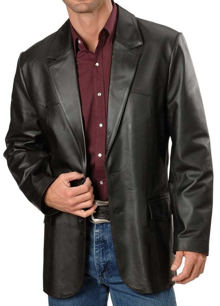 Leather Blazer - Men Real Sheepskin Leather Blazer KB002 - Koza Leathers