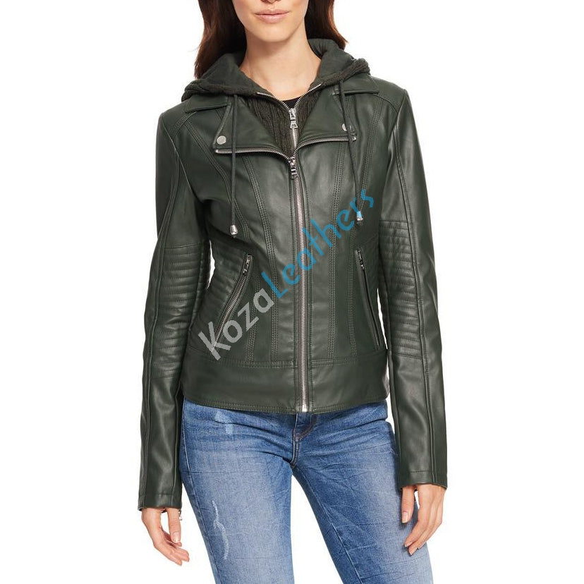 Biker / Motorcycle Jacket - Women Real Lambskin Leather Biker Jacket KW184 - Koza Leathers