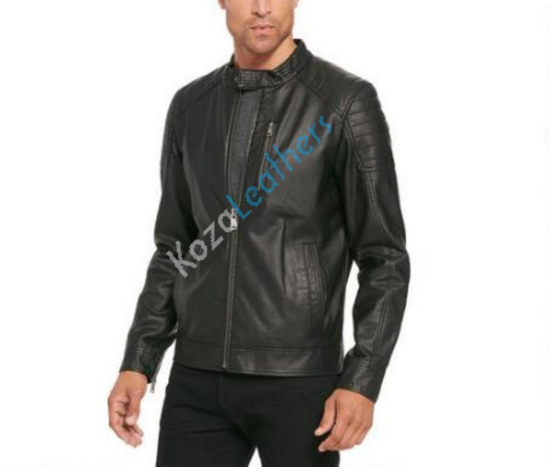 Biker Jacket - Men Real Lambskin Motorcycle Leather Biker Jacket KM212 - Koza Leathers