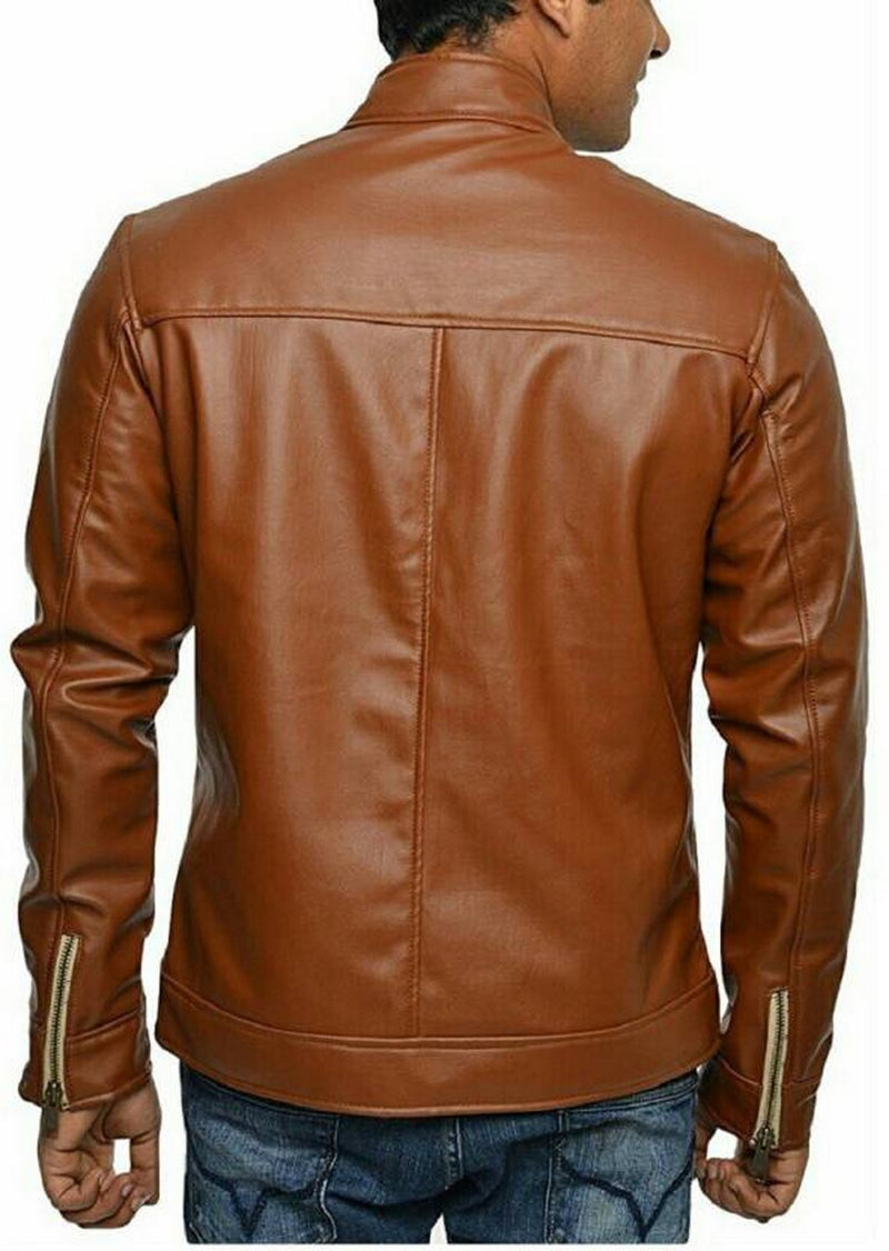 Biker Jacket - Men Real Lambskin Motorcycle Leather Biker Jacket KM487 - Koza Leathers