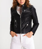 Biker / Motorcycle Jacket - Women Real Lambskin Leather Biker Jacket KW289 - Koza Leathers
