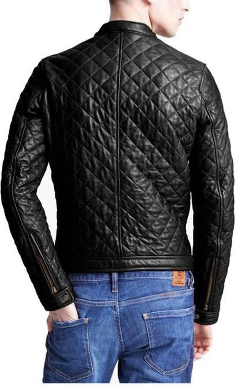 Biker Jacket - Men Real Lambskin Motorcycle Leather Biker Jacket KM488 - Koza Leathers