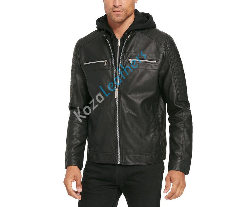 Biker Jacket - Men Real Lambskin Motorcycle Leather Biker Jacket KM213 - Koza Leathers