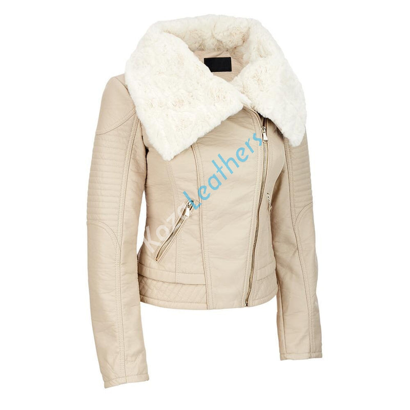 Biker / Motorcycle Jacket - Women Real Lambskin Leather Biker Jacket KW182 - Koza Leathers