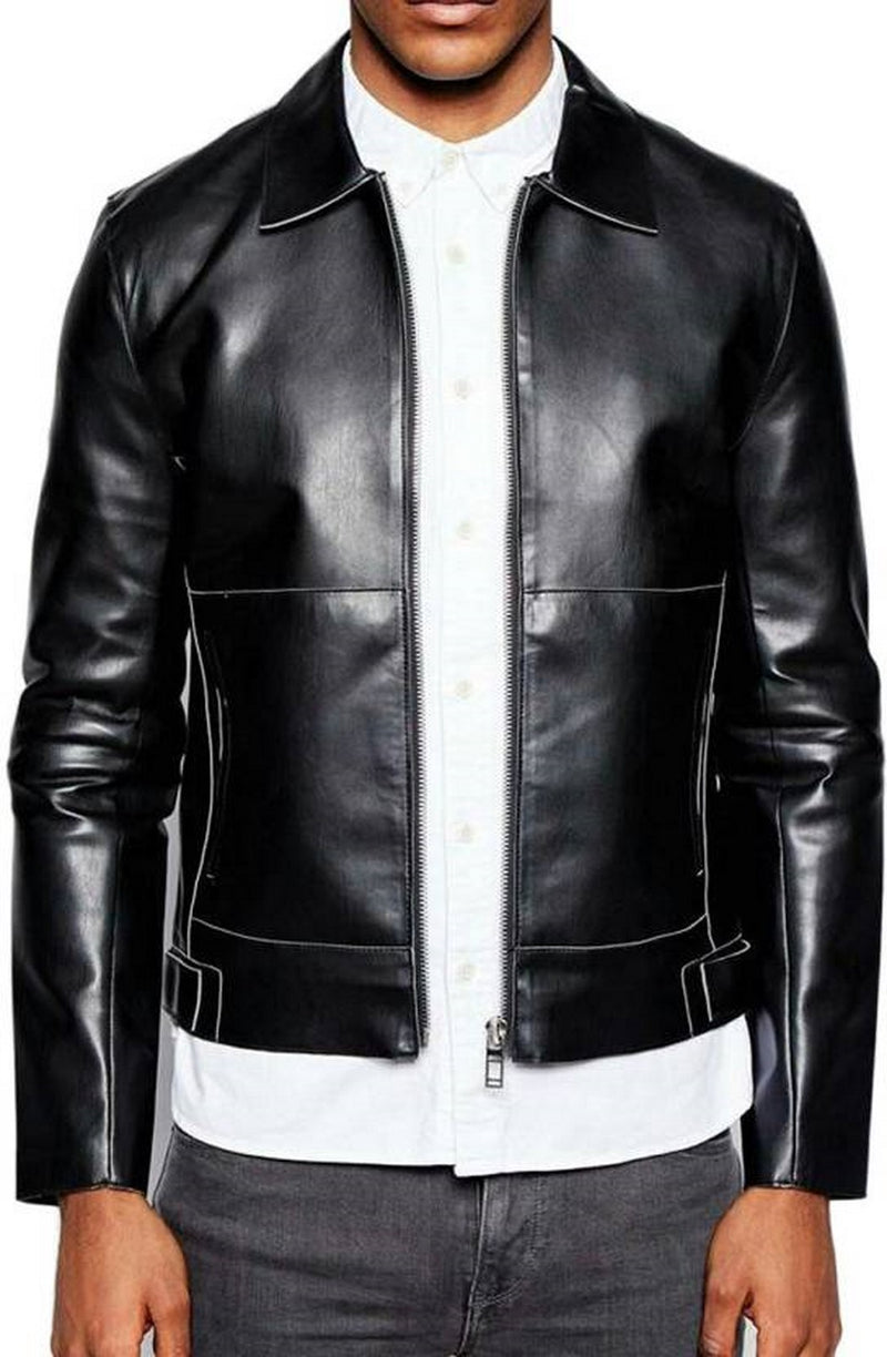 Biker Jacket - Men Real Lambskin Motorcycle Leather Biker Jacket KM489 - Koza Leathers