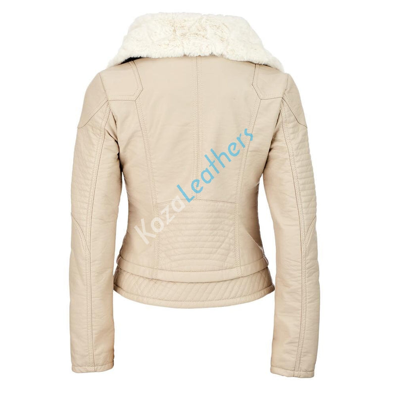 Biker / Motorcycle Jacket - Women Real Lambskin Leather Biker Jacket KW182 - Koza Leathers