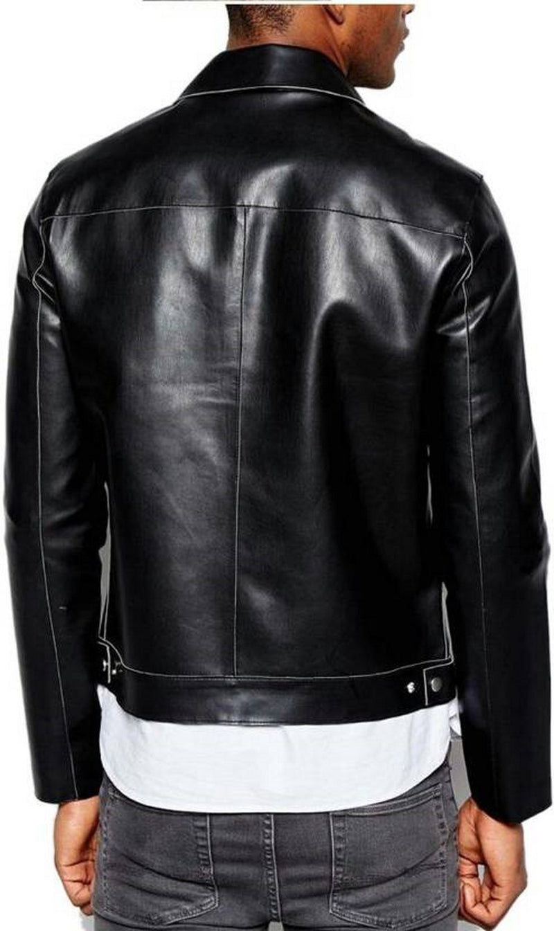 Biker Jacket - Men Real Lambskin Motorcycle Leather Biker Jacket KM489 - Koza Leathers