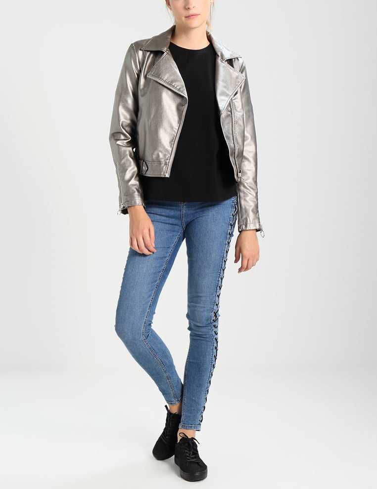 Biker / Motorcycle Jacket - Women Real Lambskin Leather Biker Jacket KW290 - Koza Leathers