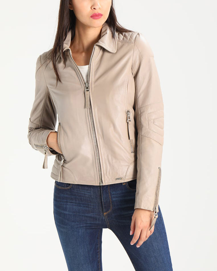 Biker / Motorcycle Jacket - Women Real Lambskin Leather Biker Jacket KW291 - Koza Leathers