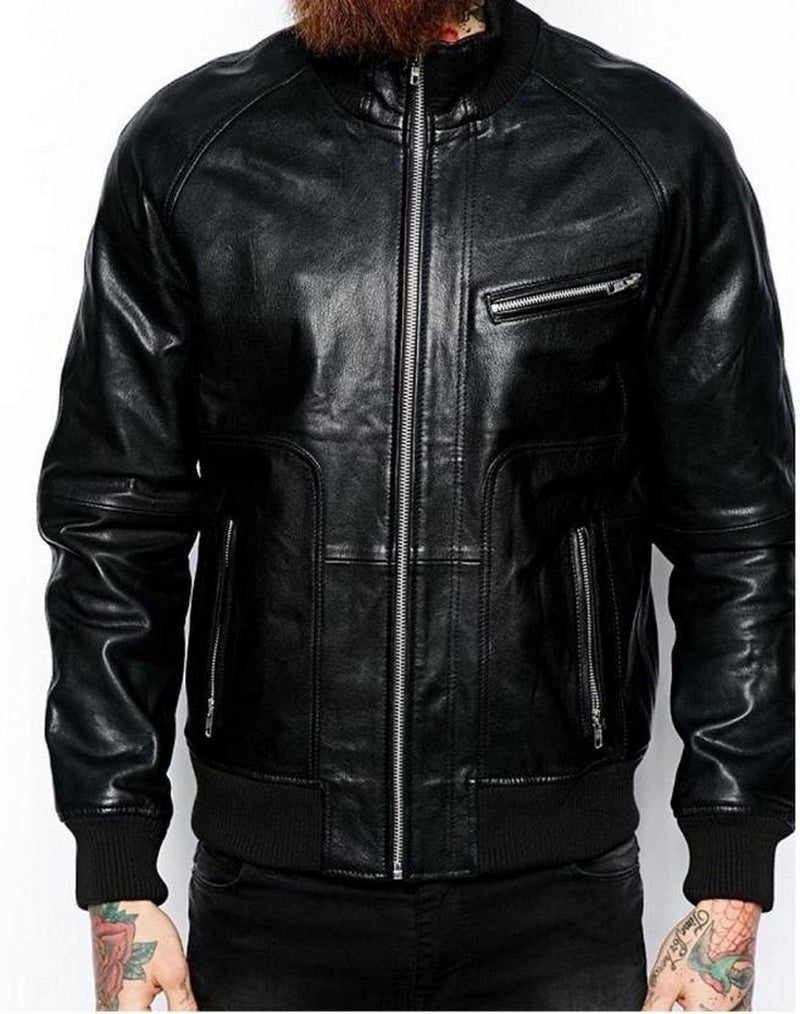 Biker Jacket - Men Real Lambskin Motorcycle Leather Biker Jacket KM490 - Koza Leathers