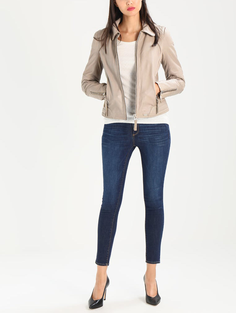 Biker / Motorcycle Jacket - Women Real Lambskin Leather Biker Jacket KW291 - Koza Leathers