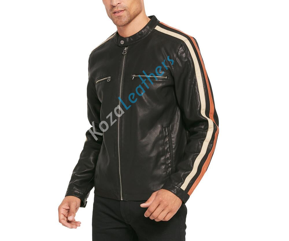 Biker Jacket - Men Real Lambskin Motorcycle Leather Biker Jacket KM216 - Koza Leathers