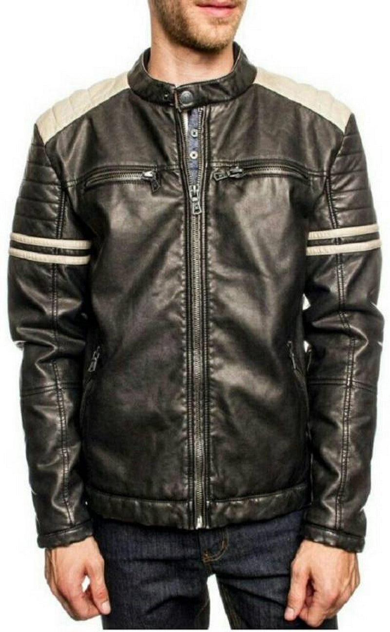 Biker Jacket - Men Real Lambskin Motorcycle Leather Biker Jacket KM491 - Koza Leathers
