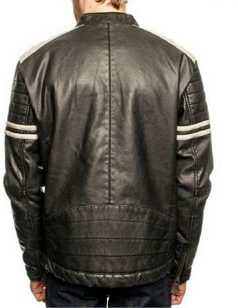 Biker Jacket - Men Real Lambskin Motorcycle Leather Biker Jacket KM491 - Koza Leathers