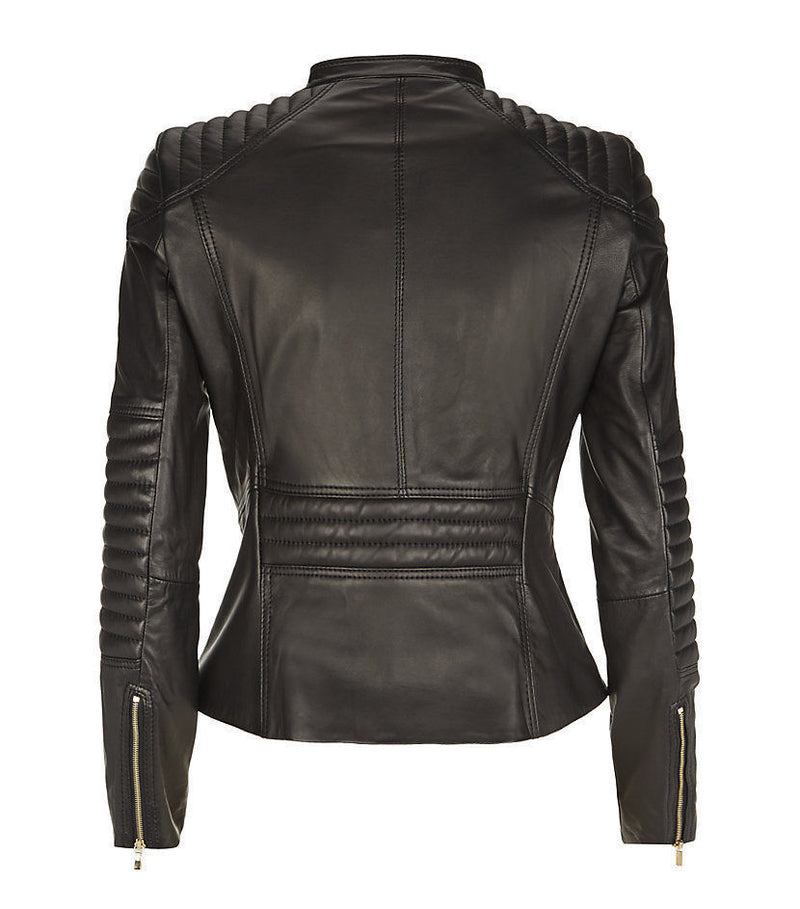 Biker / Motorcycle Jacket - Women Real Lambskin Leather Biker Jacket KW080 - Koza Leathers