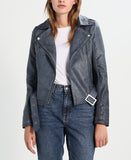 Biker / Motorcycle Jacket - Women Real Lambskin Leather Biker Jacket KW294 - Koza Leathers