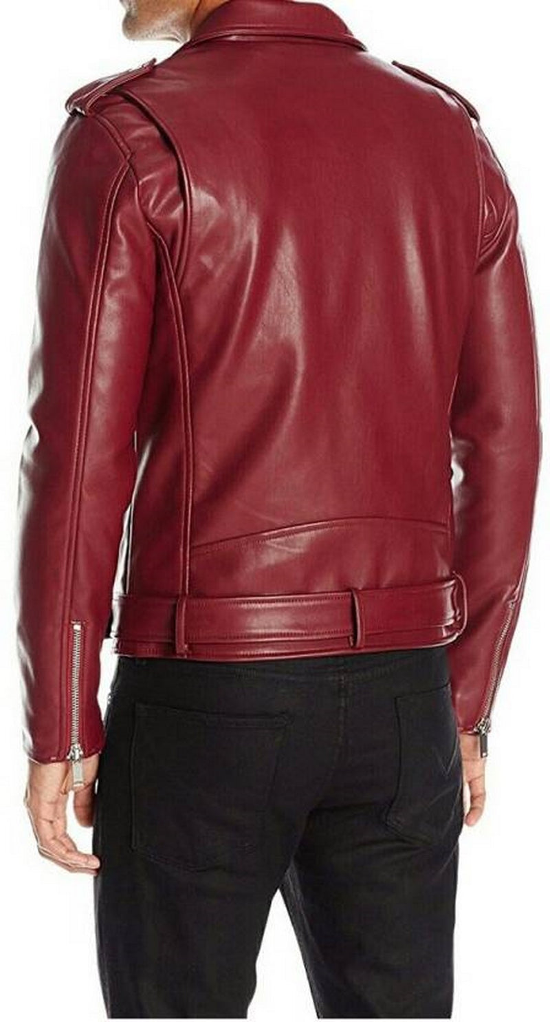 Biker Jacket - Men Real Lambskin Motorcycle Leather Biker Jacket KM493 - Koza Leathers
