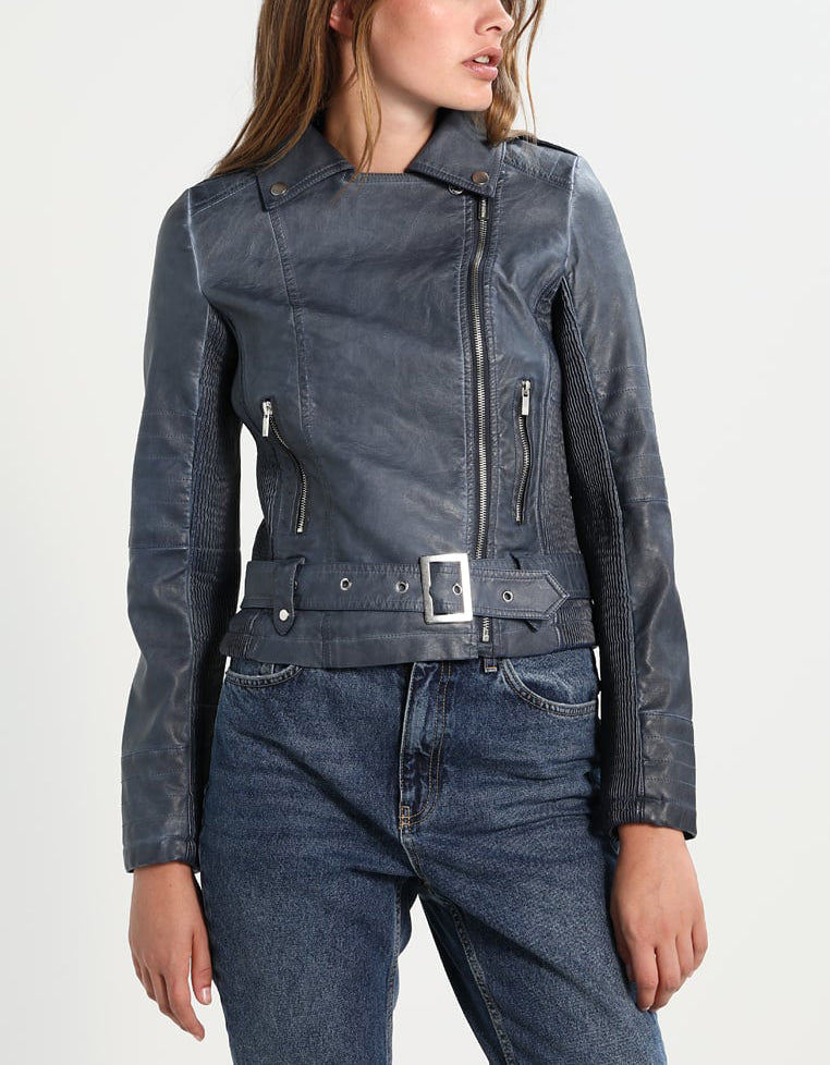 Biker / Motorcycle Jacket - Women Real Lambskin Leather Biker Jacket KW294 - Koza Leathers