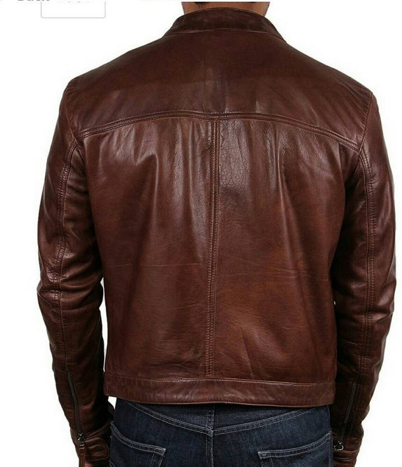 Biker Jacket - Men Real Lambskin Motorcycle Leather Biker Jacket KM494 - Koza Leathers