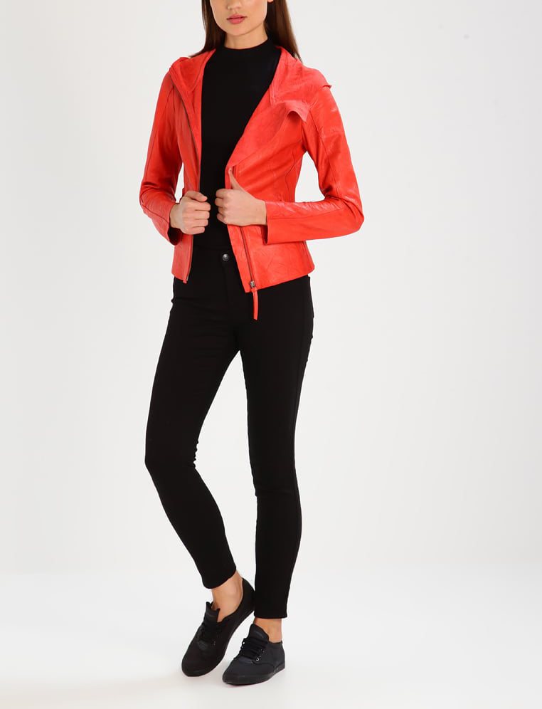 Biker / Motorcycle Jacket - Women Real Lambskin Leather Biker Jacket KW295 - Koza Leathers