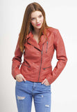 Biker / Motorcycle Jacket - Women Real Lambskin Leather Biker Jacket KW084 - Koza Leathers