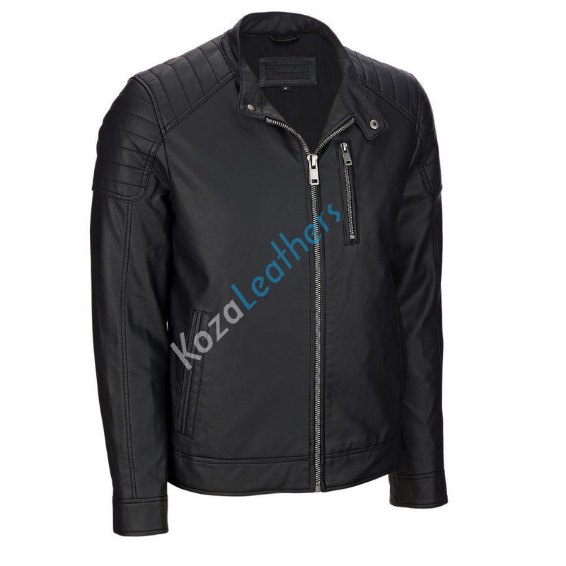 Biker Jacket - Men Real Lambskin Motorcycle Leather Biker Jacket KM218 - Koza Leathers