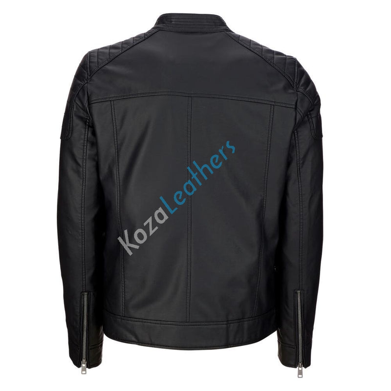 Biker Jacket - Men Real Lambskin Motorcycle Leather Biker Jacket KM218 - Koza Leathers