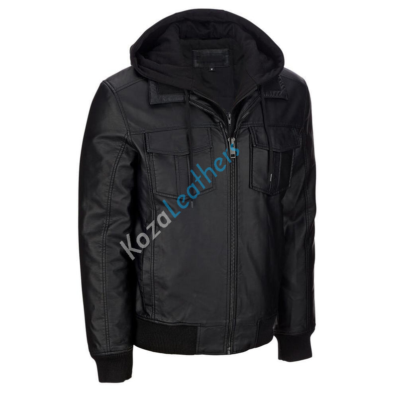 Biker Jacket - Men Real Lambskin Motorcycle Leather Biker Jacket KM219 - Koza Leathers