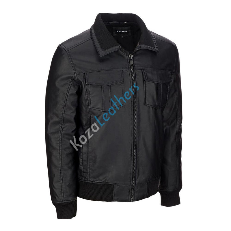 Biker Jacket - Men Real Lambskin Motorcycle Leather Biker Jacket KM219 - Koza Leathers