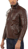 Biker Jacket - Men Real Lambskin Motorcycle Leather Biker Jacket KM496 - Koza Leathers