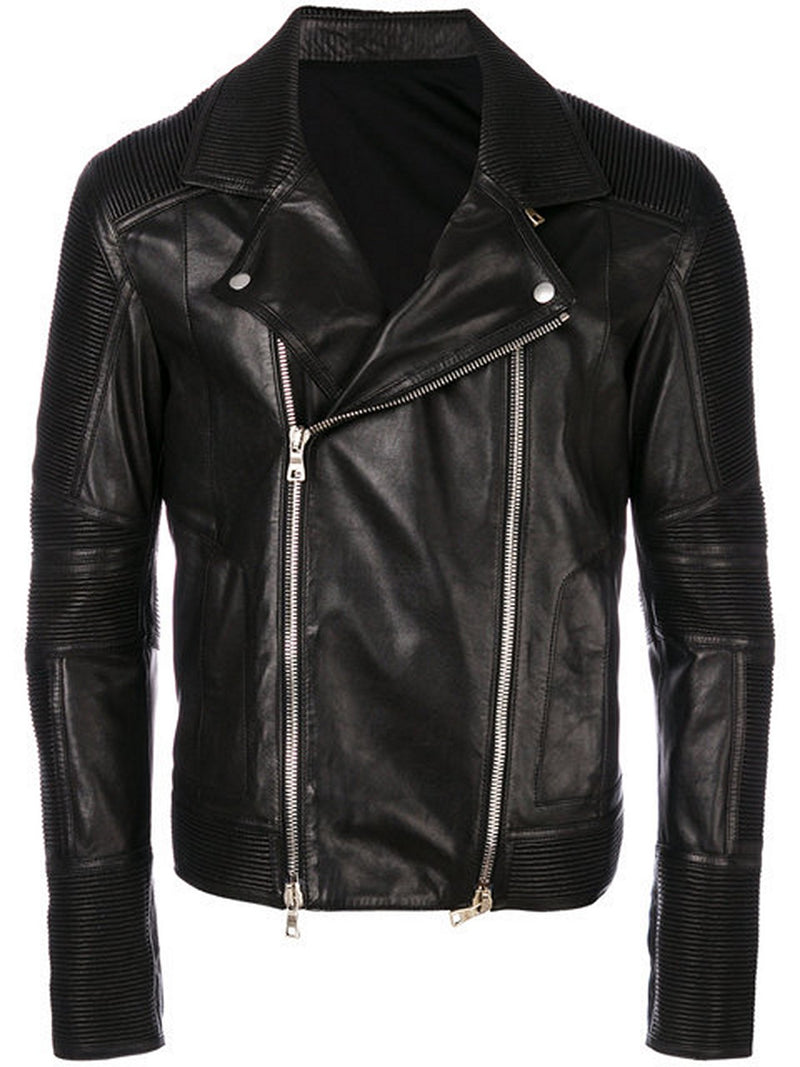 Biker Jacket - Men Real Lambskin Motorcycle Leather Biker Jacket KM364 - Koza Leathers
