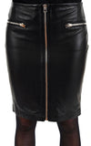Knee Length Skirt - Women Real Lambskin Leather Slim Fit Skirt WS051 - Koza Leathers