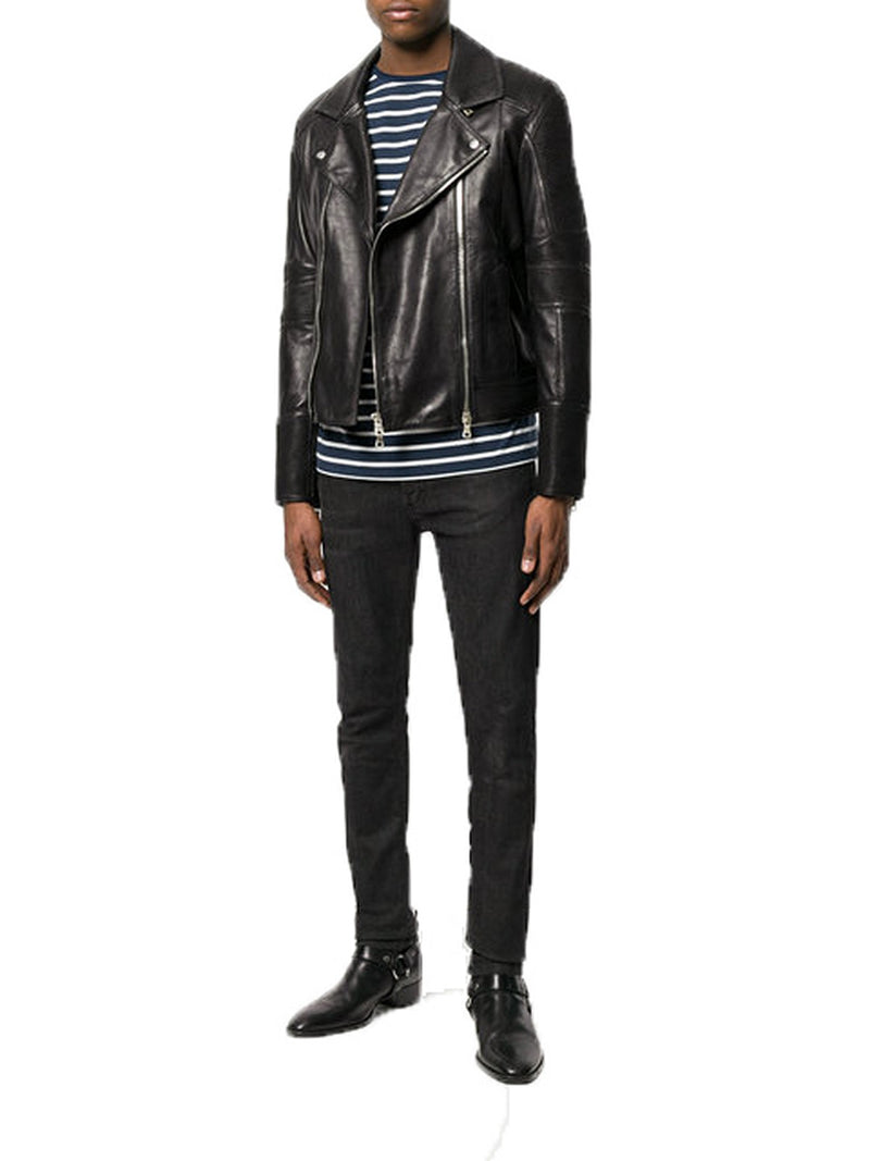 Biker Jacket - Men Real Lambskin Motorcycle Leather Biker Jacket KM364 - Koza Leathers