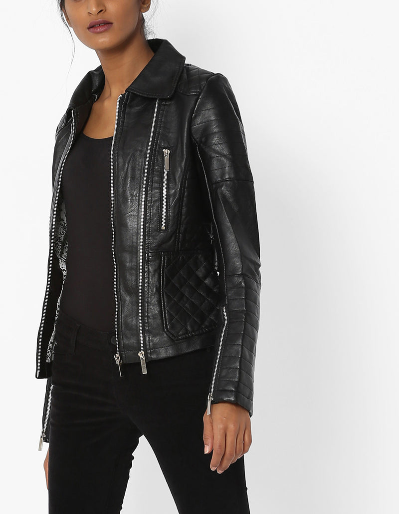 Biker / Motorcycle Jacket - Women Real Lambskin Leather Biker Jacket KW564 - Koza Leathers
