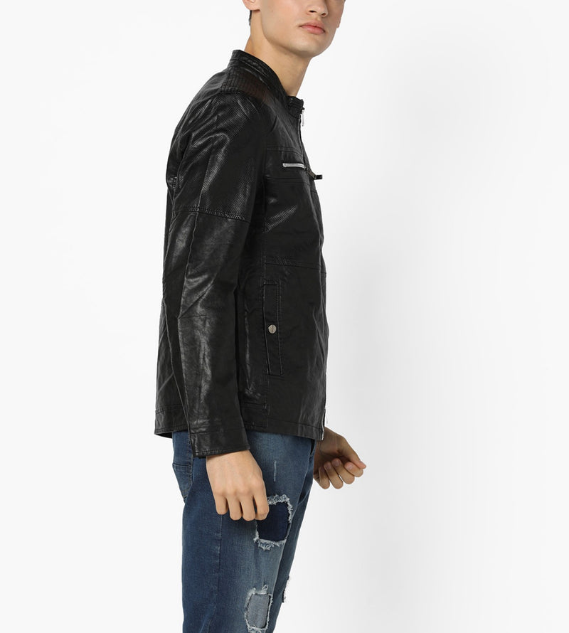 Biker Jacket - Men Real Lambskin Motorcycle Leather Biker Jacket KM608 - Koza Leathers