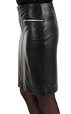 Knee Length Skirt - Women Real Lambskin Leather Slim Fit Skirt WS051 - Koza Leathers