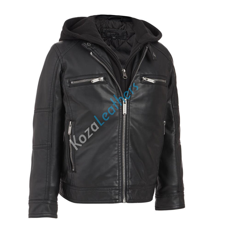 Biker Jacket - Men Real Lambskin Motorcycle Leather Biker Jacket KM220 - Koza Leathers