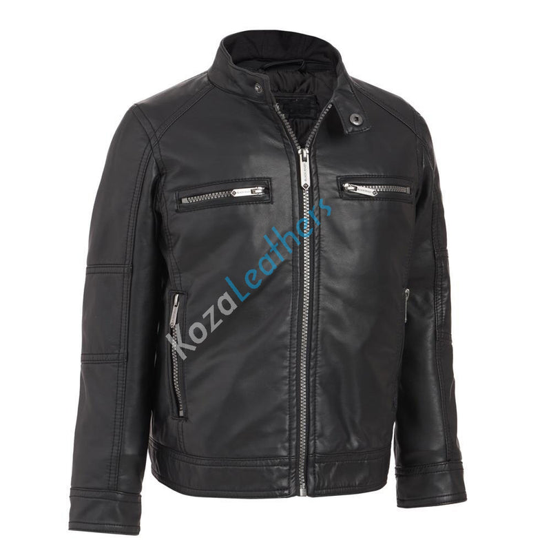 Biker Jacket - Men Real Lambskin Motorcycle Leather Biker Jacket KM220 - Koza Leathers