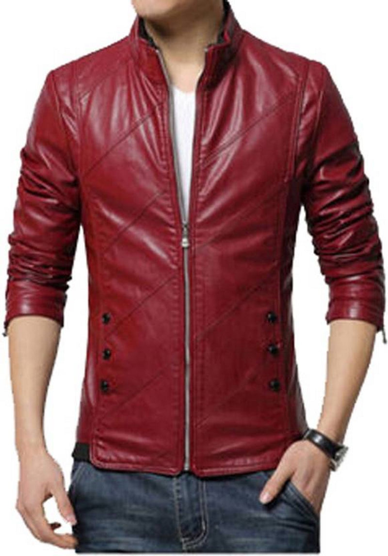 Biker Jacket - Men Real Lambskin Motorcycle Leather Biker Jacket KM499 - Koza Leathers