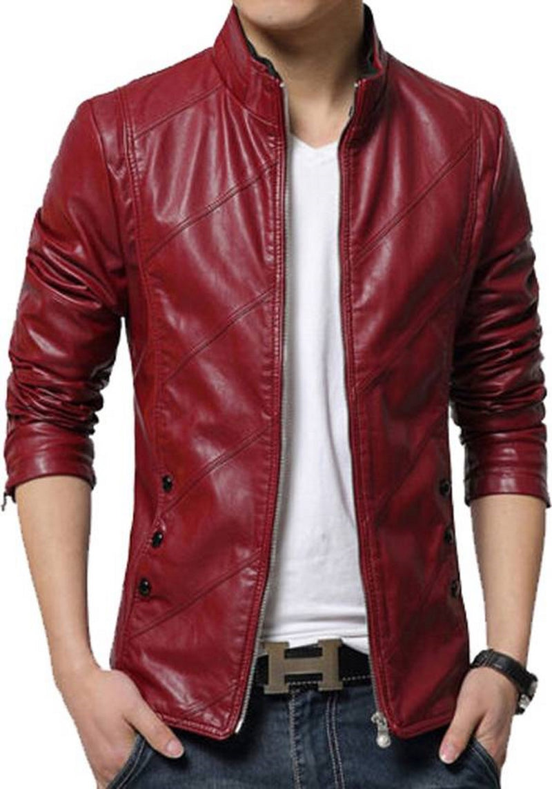 Biker Jacket - Men Real Lambskin Motorcycle Leather Biker Jacket KM499 - Koza Leathers