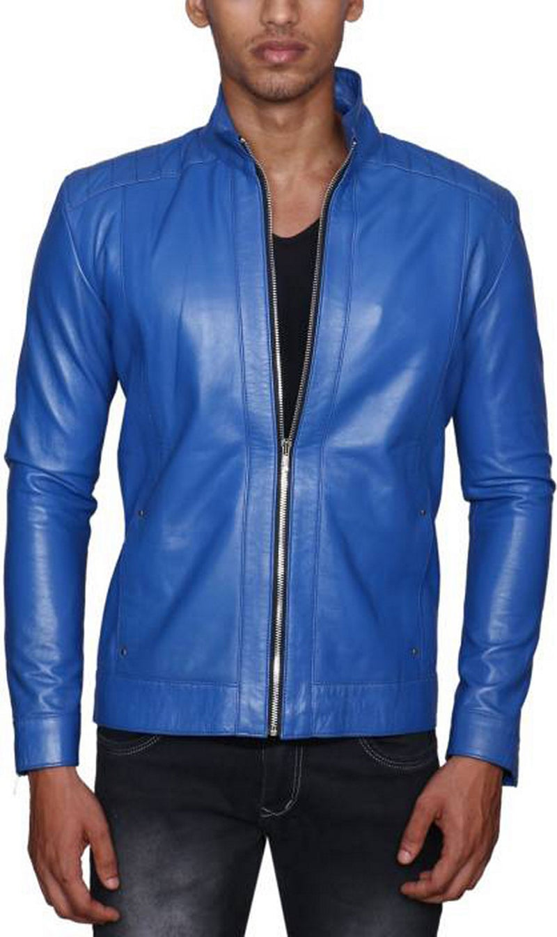 Biker Jacket - Men Real Lambskin Motorcycle Leather Biker Jacket KM501 - Koza Leathers
