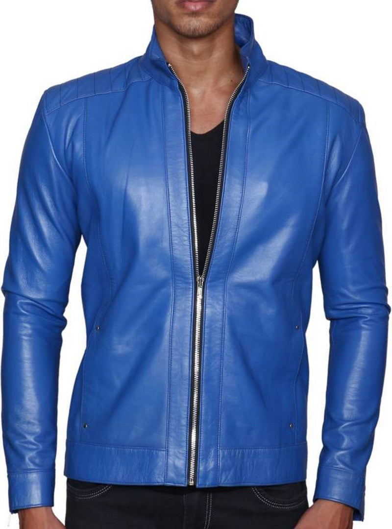 Biker Jacket - Men Real Lambskin Motorcycle Leather Biker Jacket KM501 - Koza Leathers