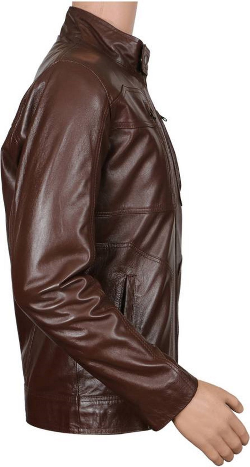 Biker Jacket - Men Real Lambskin Motorcycle Leather Biker Jacket KM502 - Koza Leathers