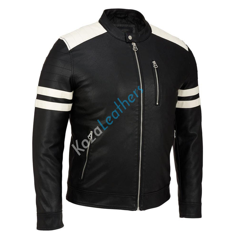 Biker Jacket - Men Real Lambskin Motorcycle Leather Biker Jacket KM221 - Koza Leathers