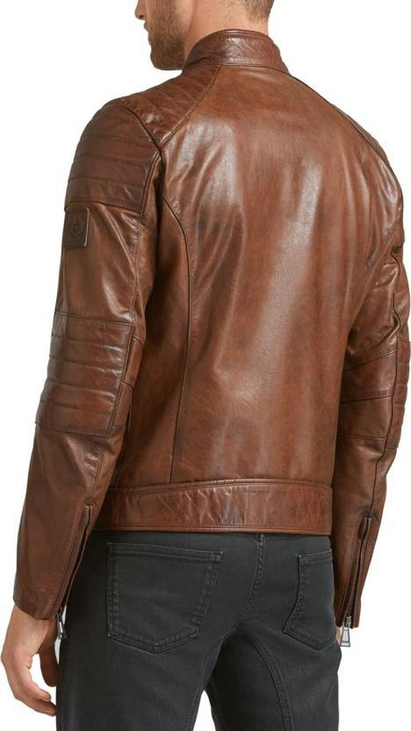 Biker Jacket - Men Real Lambskin Motorcycle Leather Biker Jacket KM503 - Koza Leathers