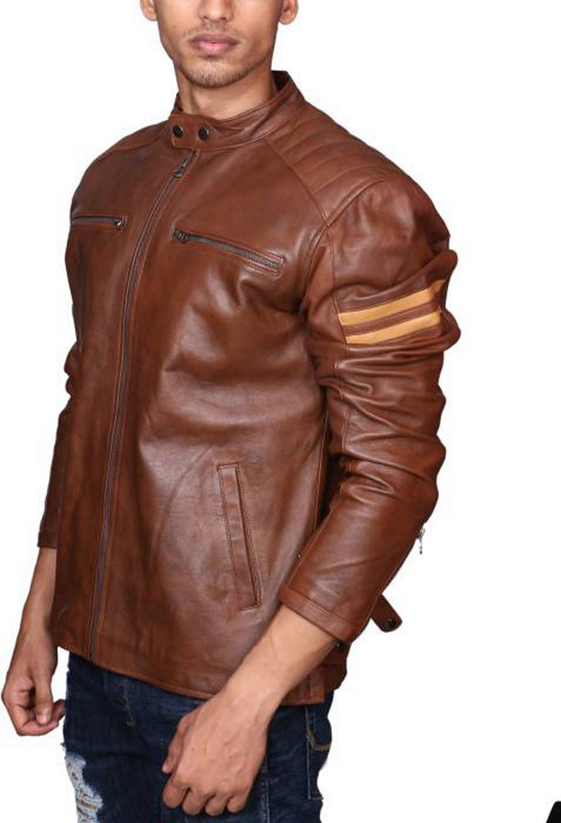 Biker Jacket - Men Real Lambskin Motorcycle Leather Biker Jacket KM504 - Koza Leathers