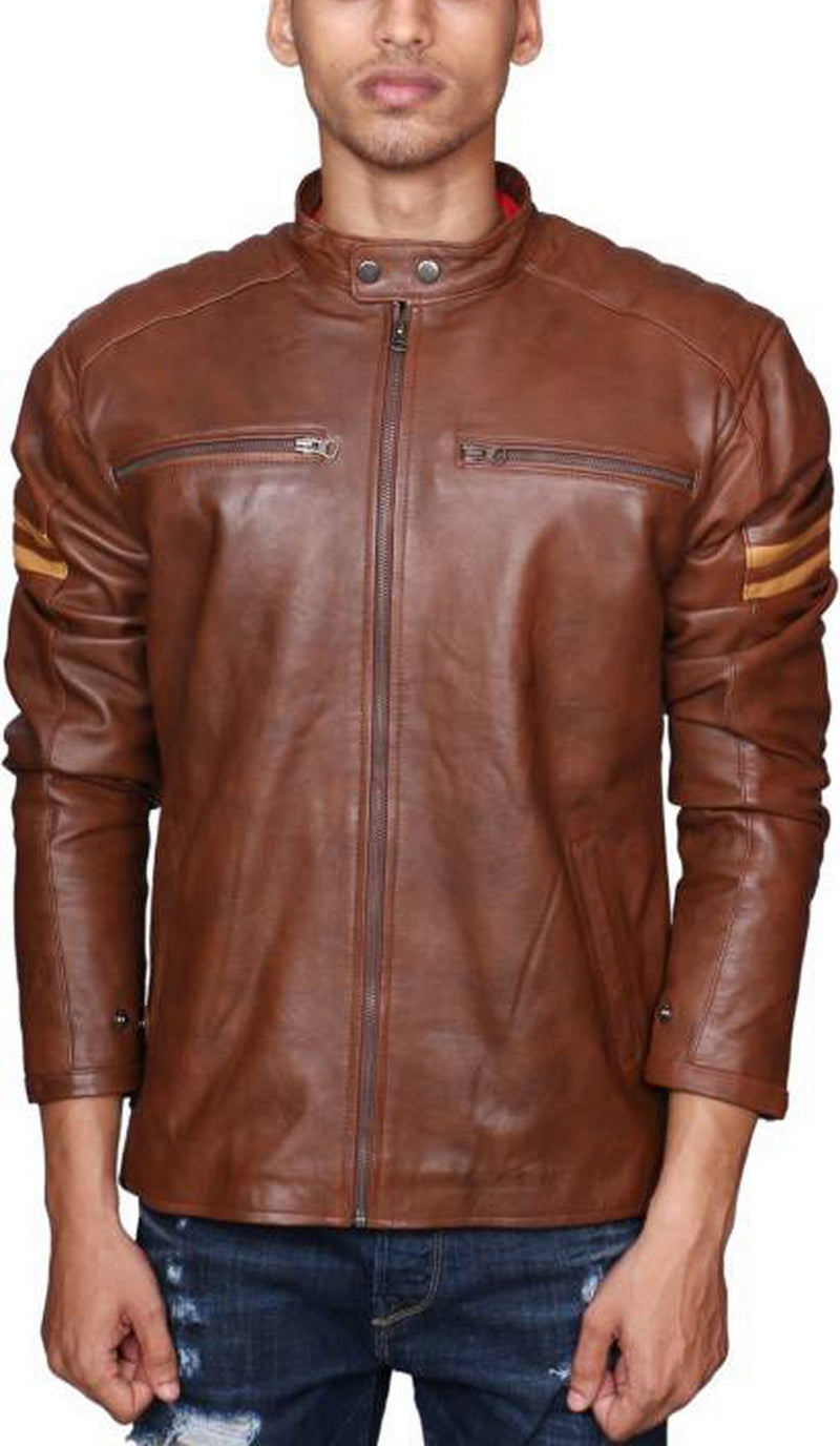 Biker Jacket - Men Real Lambskin Motorcycle Leather Biker Jacket KM504 - Koza Leathers