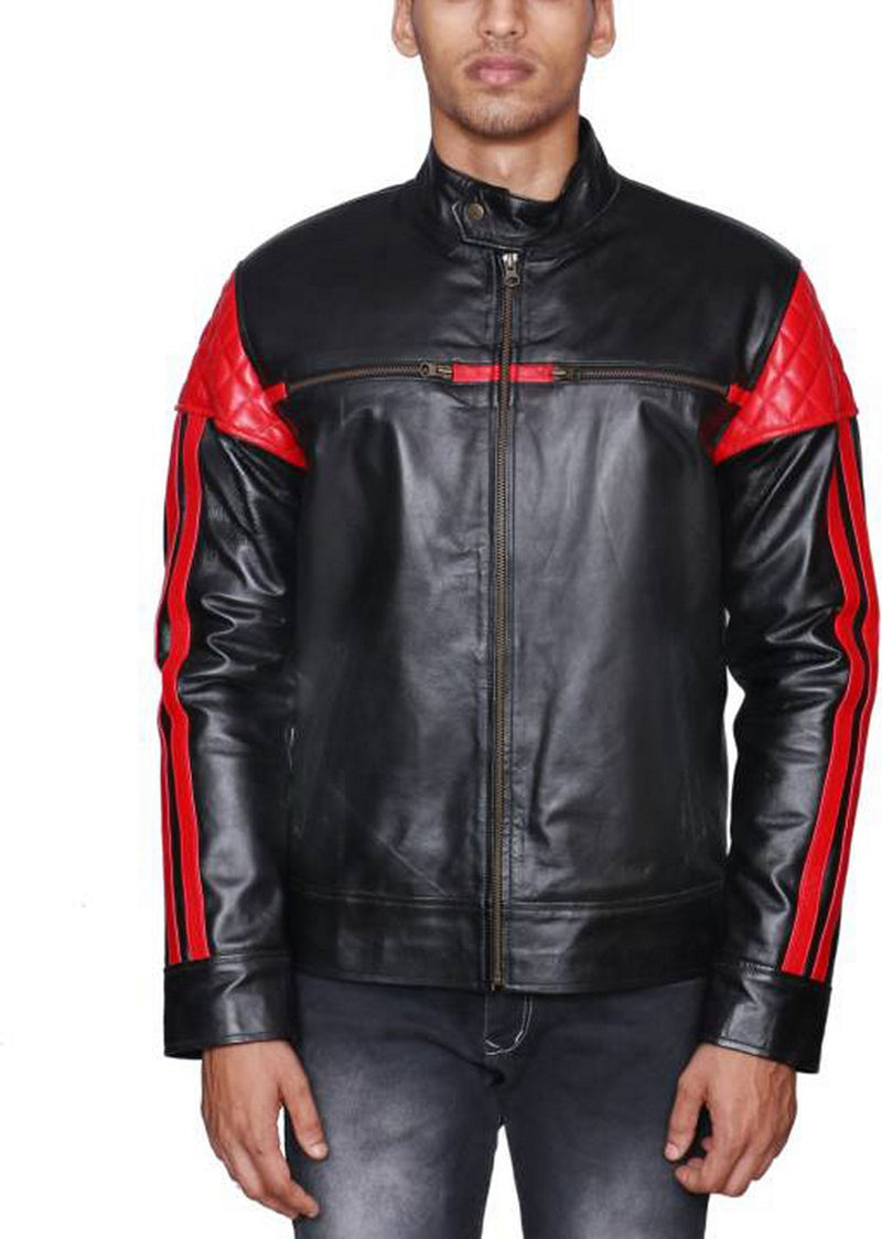 Biker Jacket - Men Real Lambskin Motorcycle Leather Biker Jacket KM505 - Koza Leathers