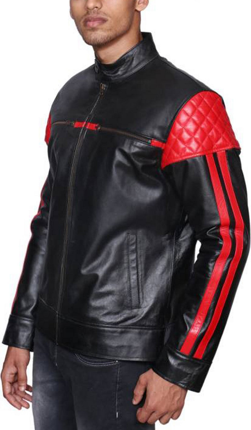 Biker Jacket - Men Real Lambskin Motorcycle Leather Biker Jacket KM505 - Koza Leathers