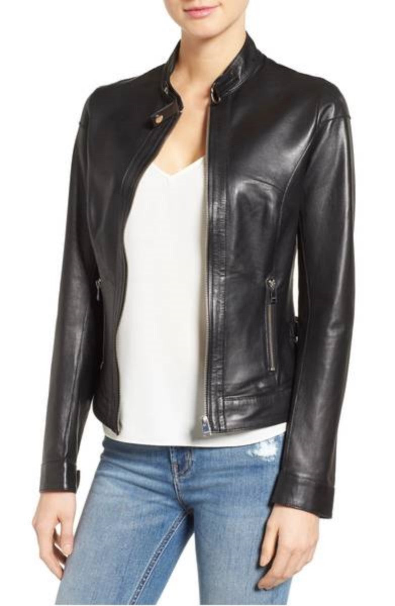 Biker / Motorcycle Jacket - Women Real Lambskin Leather Biker Jacket KW366 - Koza Leathers